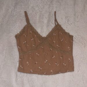 Aeropostale Cropped Floral Lace Tank Top